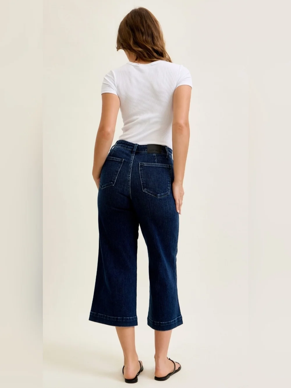 Judy Blue HR Dark Wash Wide Leg Ankle Trouser Jeans Slant Pocket Various NEW